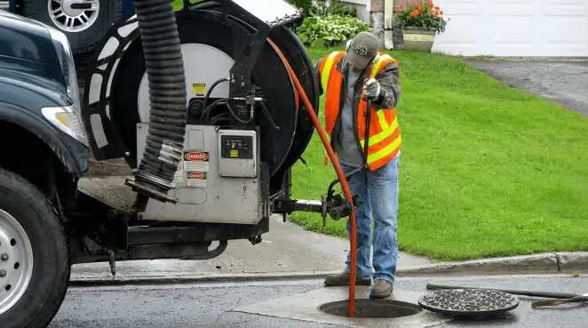 Technician using specialized drainage equipment for sewer line cleaning and foundation protection in Irvine, CA